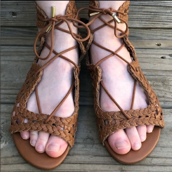 New Joie 100% leather Brown Woven gladiator lace up Sandals - Picture 10 of 10